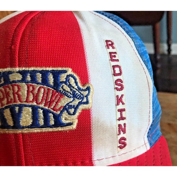 Super Bowl XVIII AJD Lucky Stripes Snapback Hat Mesh Trucker Redskins Raiders - Picture 4 of 12